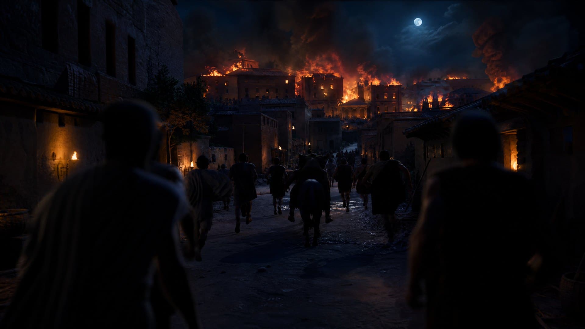 A cinematic reconstruction of fire spreading through ancient Rome